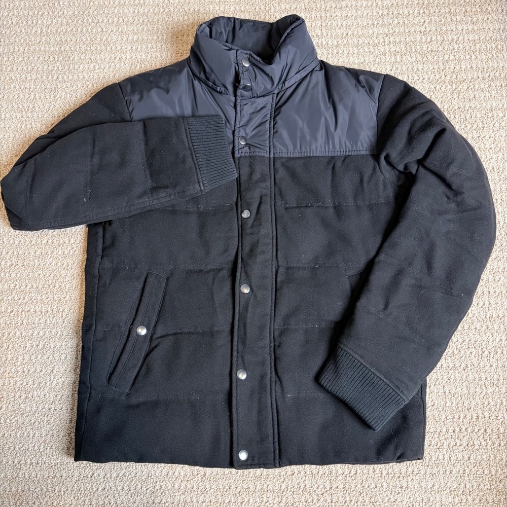 Uniqlo Mens Wool Blend Down Puffer Jacket Black Size M 311-134874